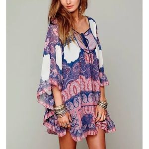 FREE PEOPLE Woven Dress intricate mini